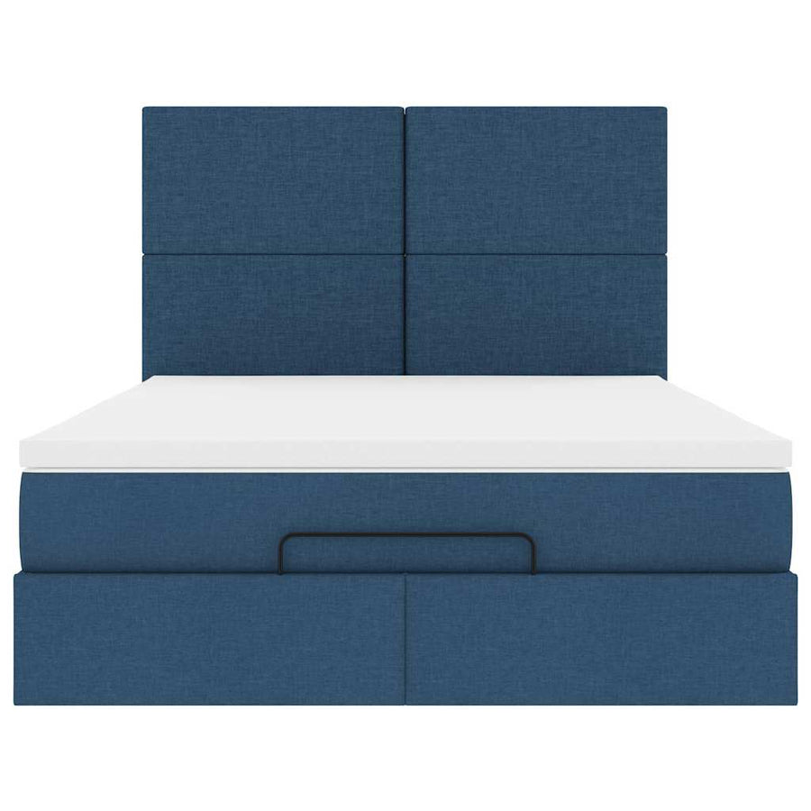 Ottoman bed met matras 140x190cm stof blauw