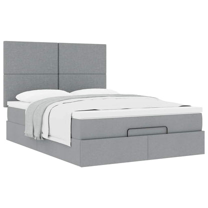 Ottoman bed met matras 140x200cm stof lichtgrijs