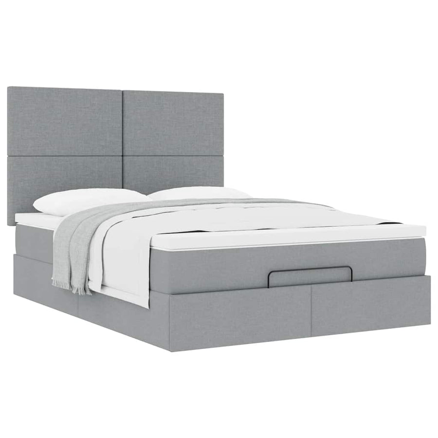 Ottoman bed met matras 140x200cm stof lichtgrijs