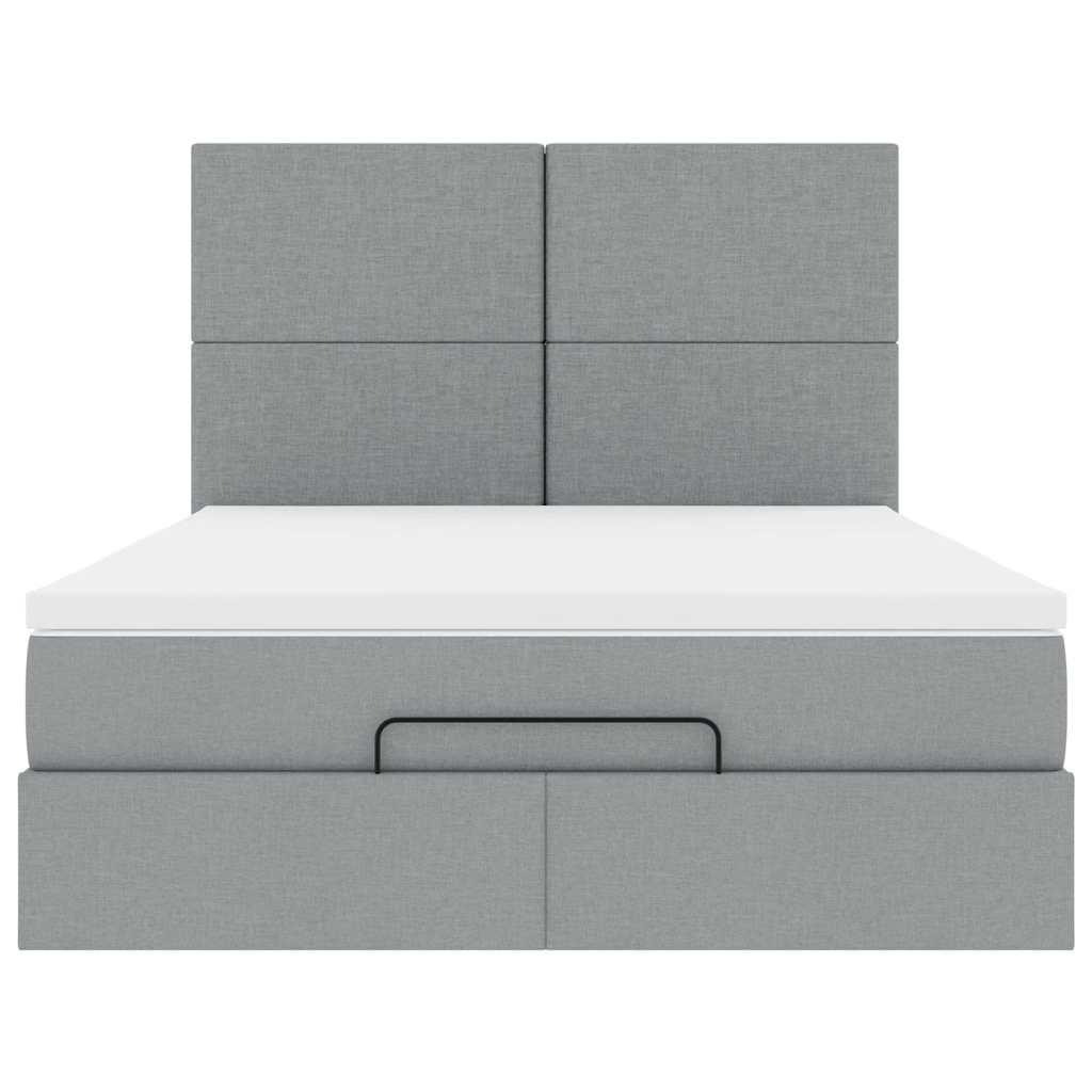 Ottoman bed met matras 140x200cm stof lichtgrijs
