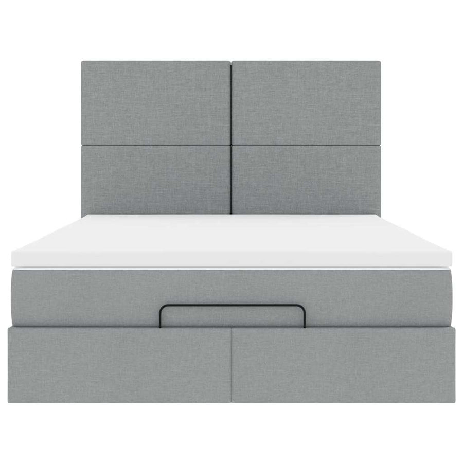 Ottoman bed met matras 140x200cm stof lichtgrijs