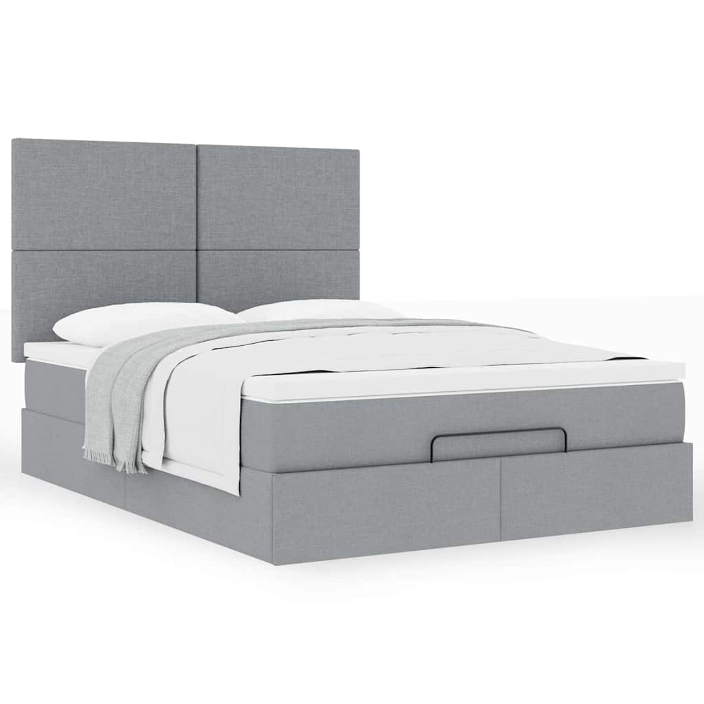 Ottoman bed met matras 140x200cm stof lichtgrijs