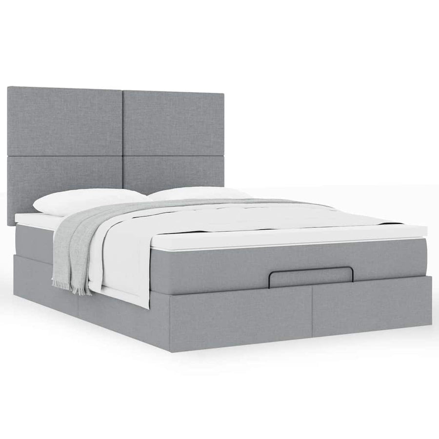 Ottoman bed met matras 140x200cm stof lichtgrijs