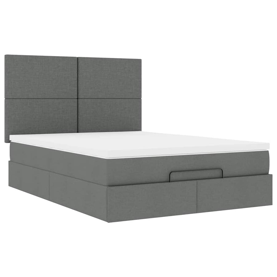 Ottoman bed met matras 140x200cm stof donkergrijs