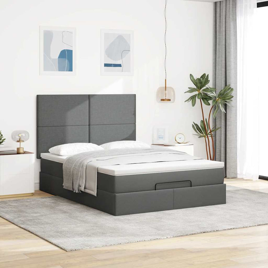 Ottoman bed met matras 140x200cm stof donkergrijs