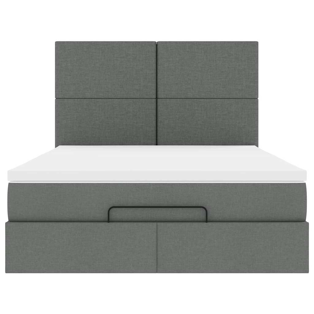 Ottoman bed met matras 140x200cm stof donkergrijs
