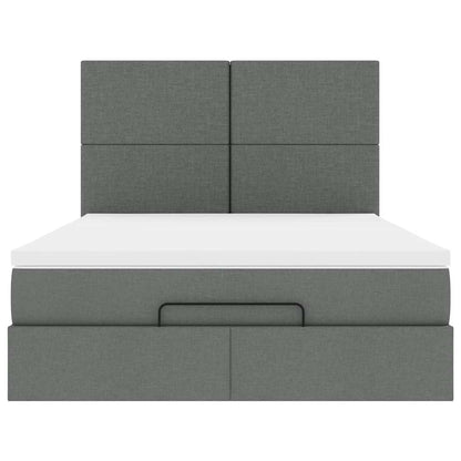Ottoman bed met matras 140x200cm stof donkergrijs
