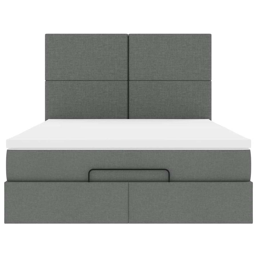 Ottoman bed met matras 140x200cm stof donkergrijs