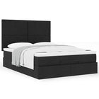 Ottoman bed with mattress 140x200cm fabric black