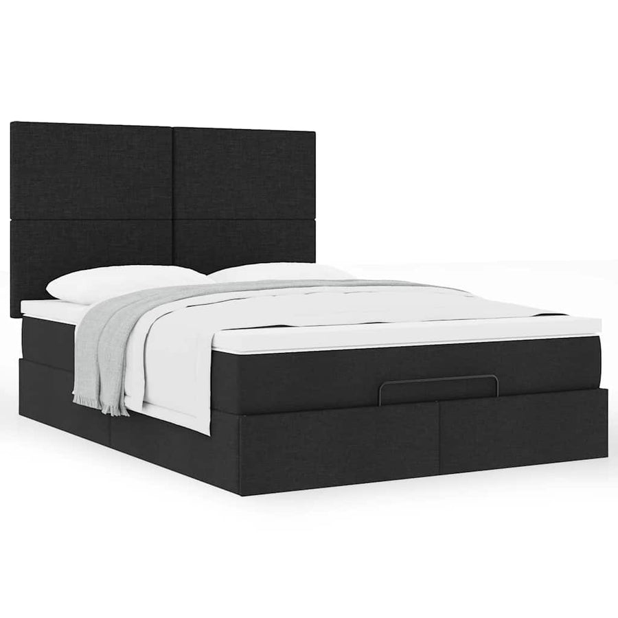 Ottoman bed met matras 140x200cm stof zwart