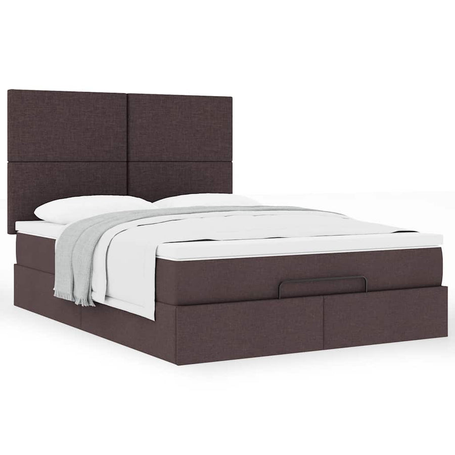Ottoman bed met matras 140x200cm stof donkerbruin