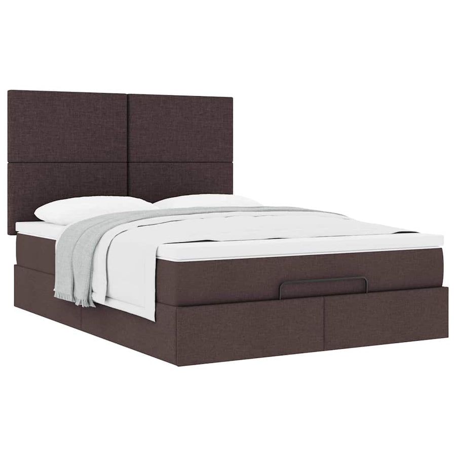 Ottoman bed met matras 140x200cm stof donkerbruin