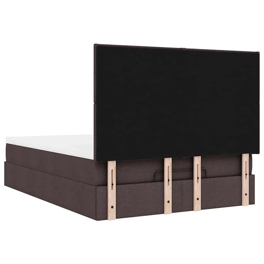 Ottoman bed met matras 140x200cm stof donkerbruin