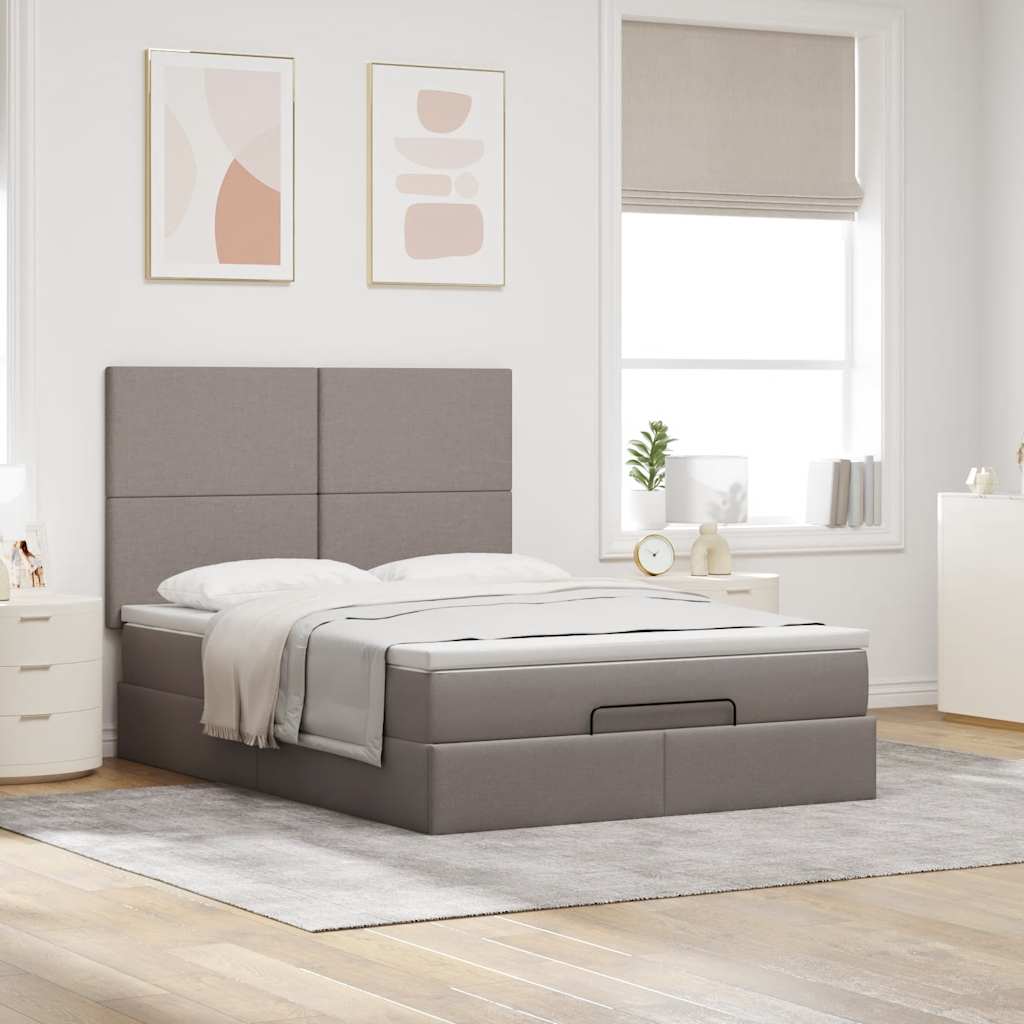 Ottoman bed met matras 140x200cm stof taupe