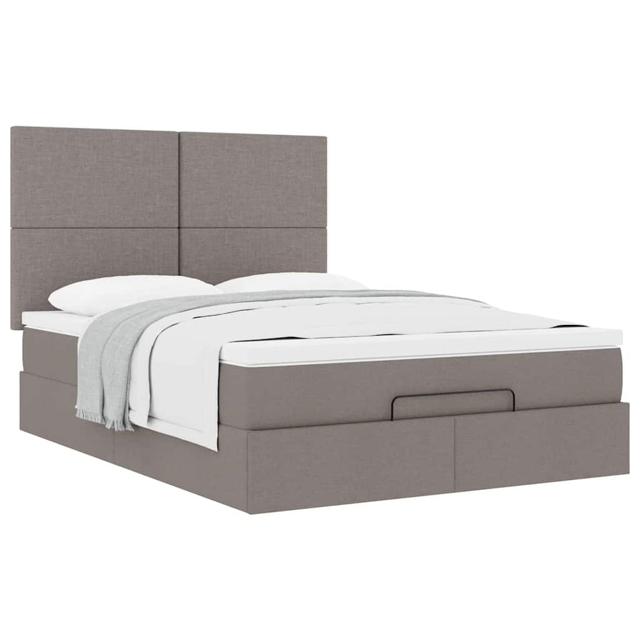 Ottoman bed met matras 140x200cm stof taupe