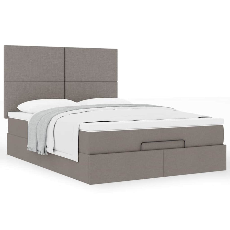 Ottoman bed met matras 140x200cm stof taupe