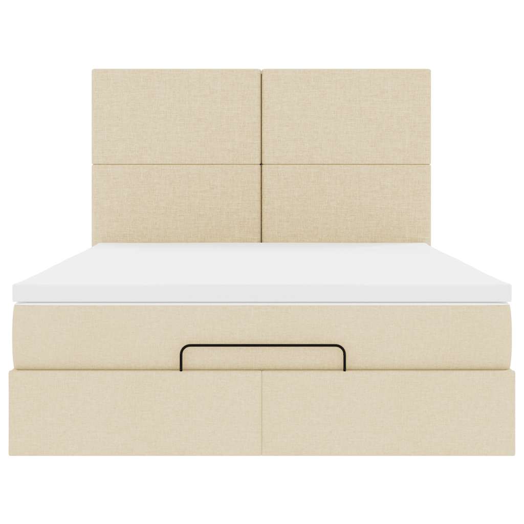 Ottoman bed met matras 140x200cm stof crèmekleurig