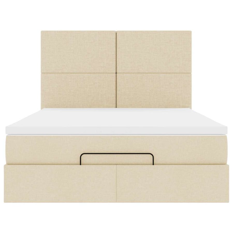 Ottoman bed met matras 140x200cm stof crèmekleurig