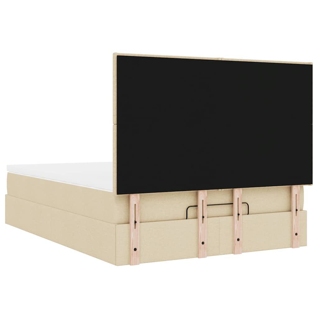 Ottoman bed met matras 140x200cm stof crèmekleurig