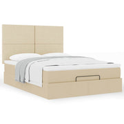 Ottomaan bed met matras 140x200 cm crèmekleurig