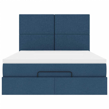 Ottoman bed met matras 140x200cm stof blauw