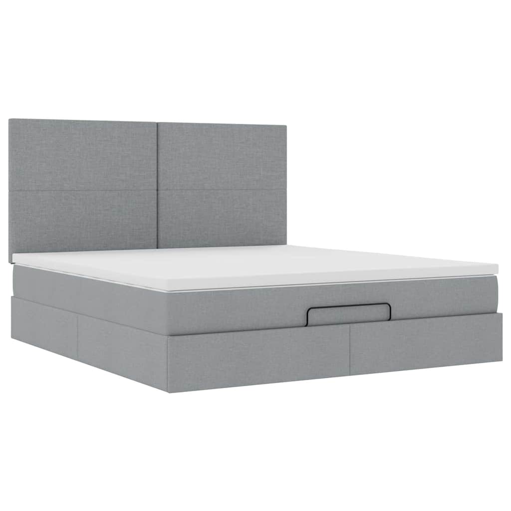 Ottoman bed met matras 160x200cm stof lichtgrijs