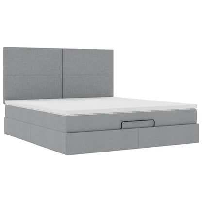 Ottoman bed met matras 160x200cm stof lichtgrijs