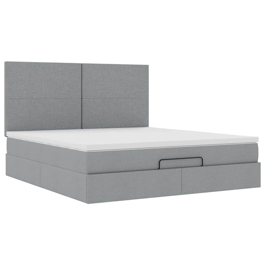 Ottoman bed met matras 160x200cm stof lichtgrijs