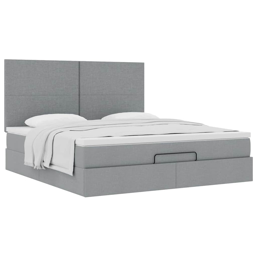 Ottoman bed met matras 160x200cm stof lichtgrijs