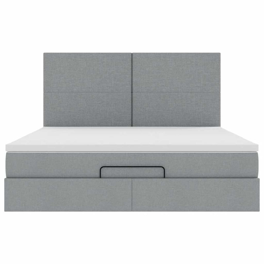 Ottoman bed met matras 160x200cm stof lichtgrijs