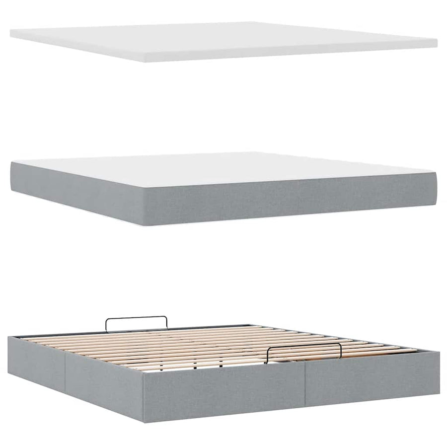 Ottoman bed met matras 160x200cm stof lichtgrijs