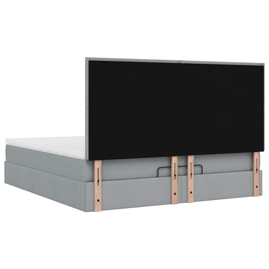 Ottoman bed met matras 160x200cm stof lichtgrijs