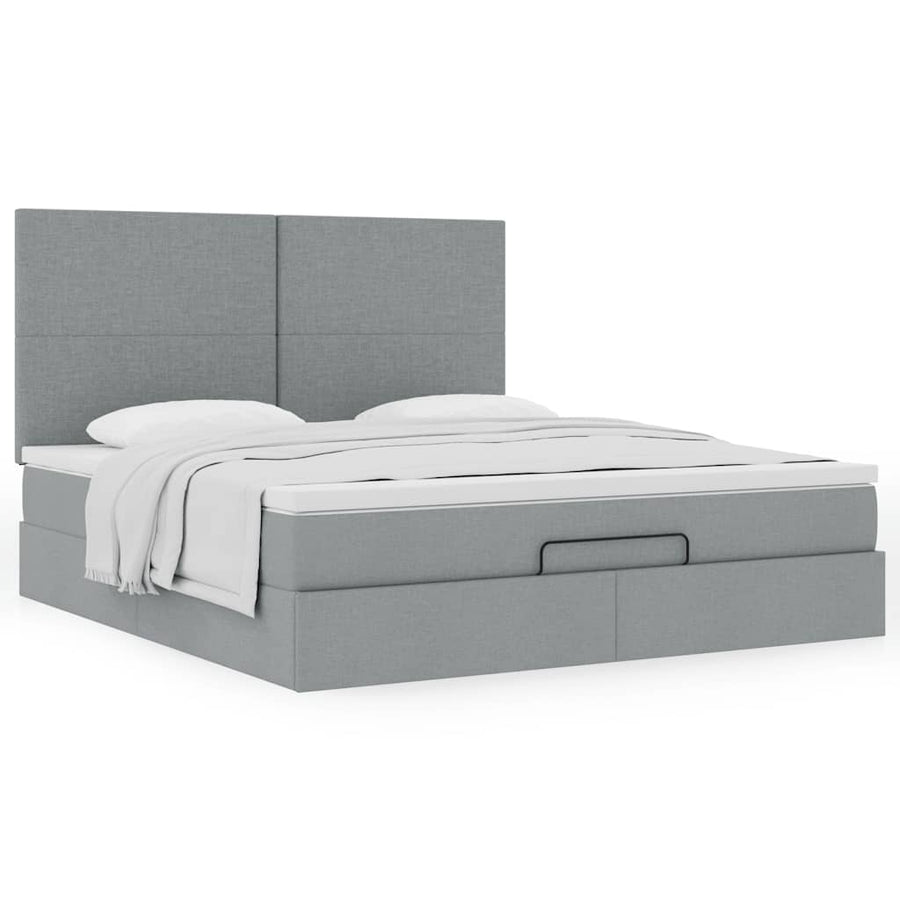 Ottoman bed met matras 160x200cm stof lichtgrijs