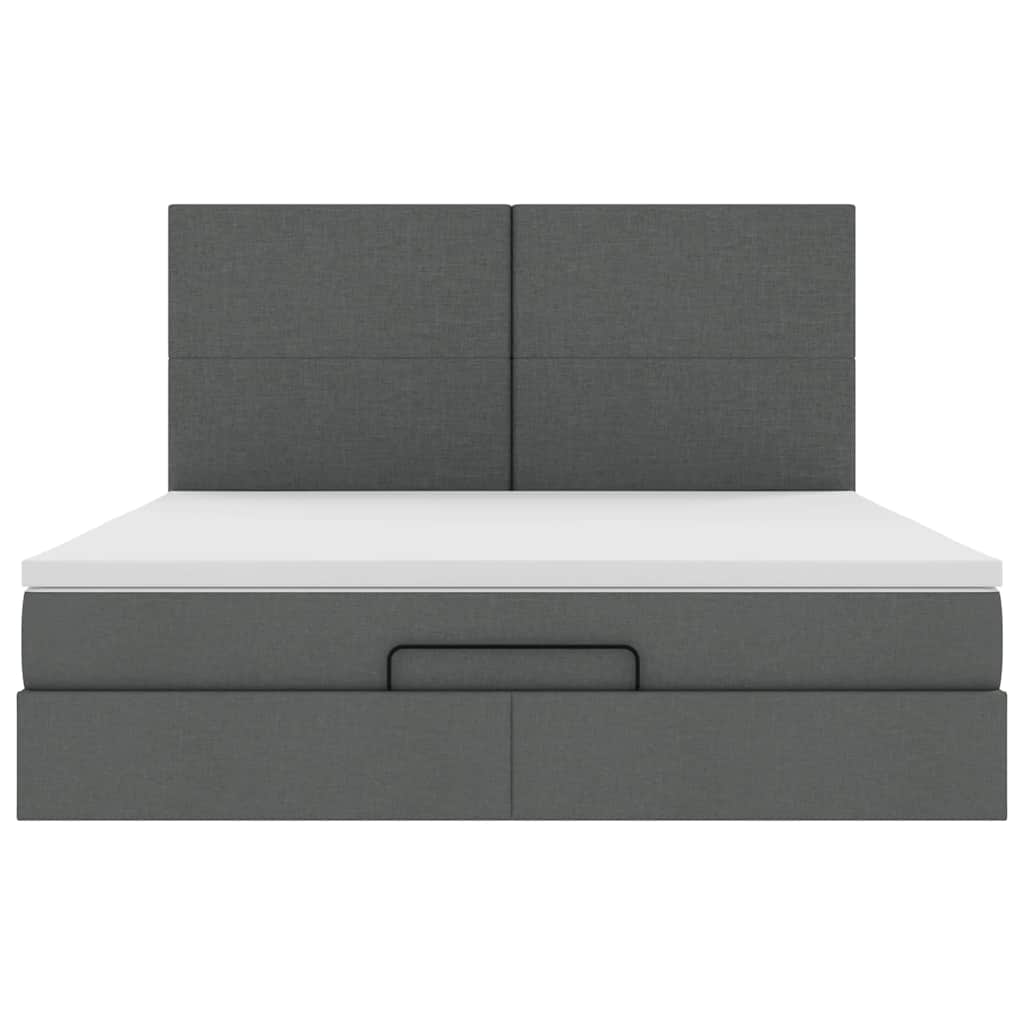 Ottoman bed met matras 160x200cm stof donkergrijs