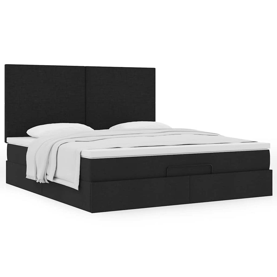 Ottoman bed met matras 160x200cm stof zwart