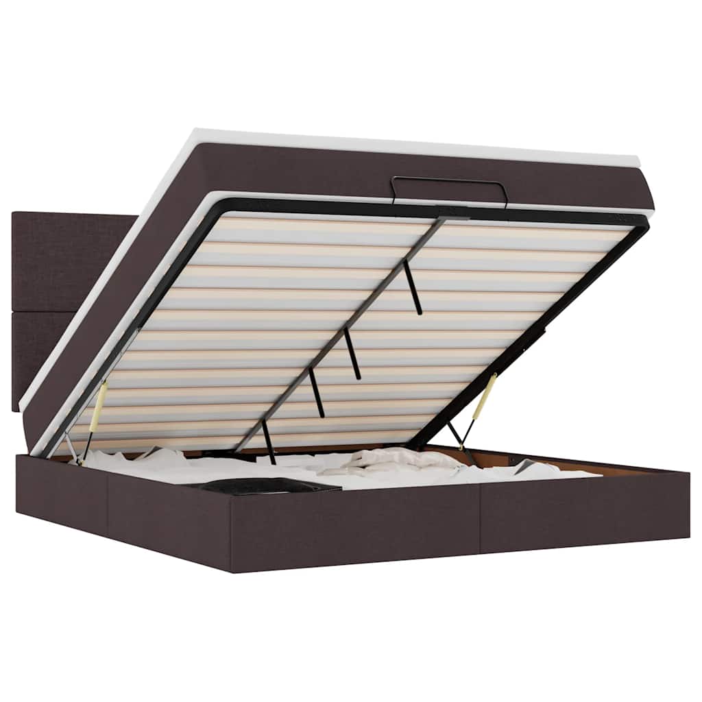 Ottoman bed met matras 160x200cm stof donkerbruin