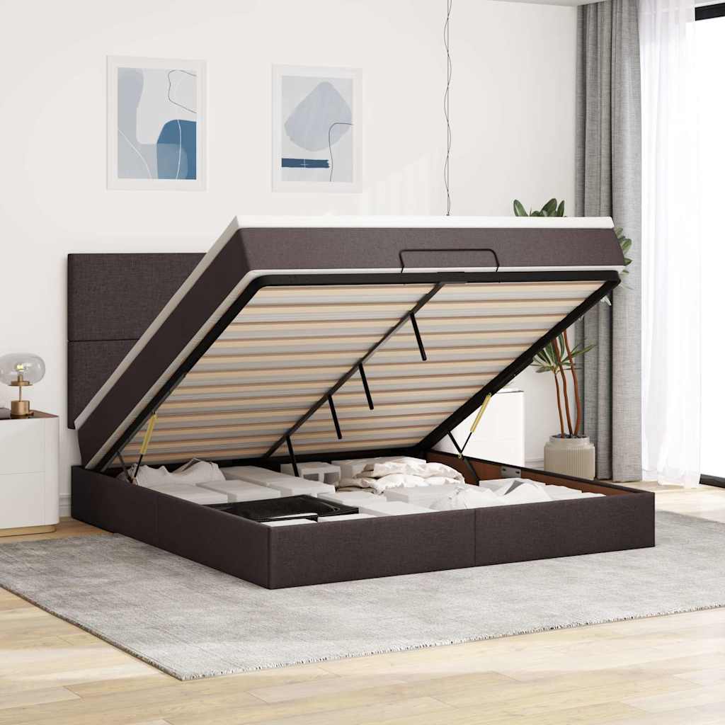 Ottoman bed met matras 160x200cm stof donkerbruin