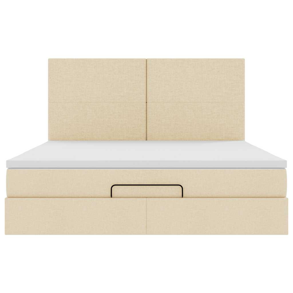 Ottoman bed met matras 160x200cm stof crèmekleurig