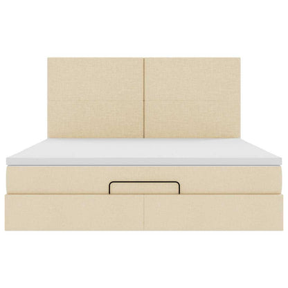 Ottoman bed met matras 160x200cm stof crèmekleurig