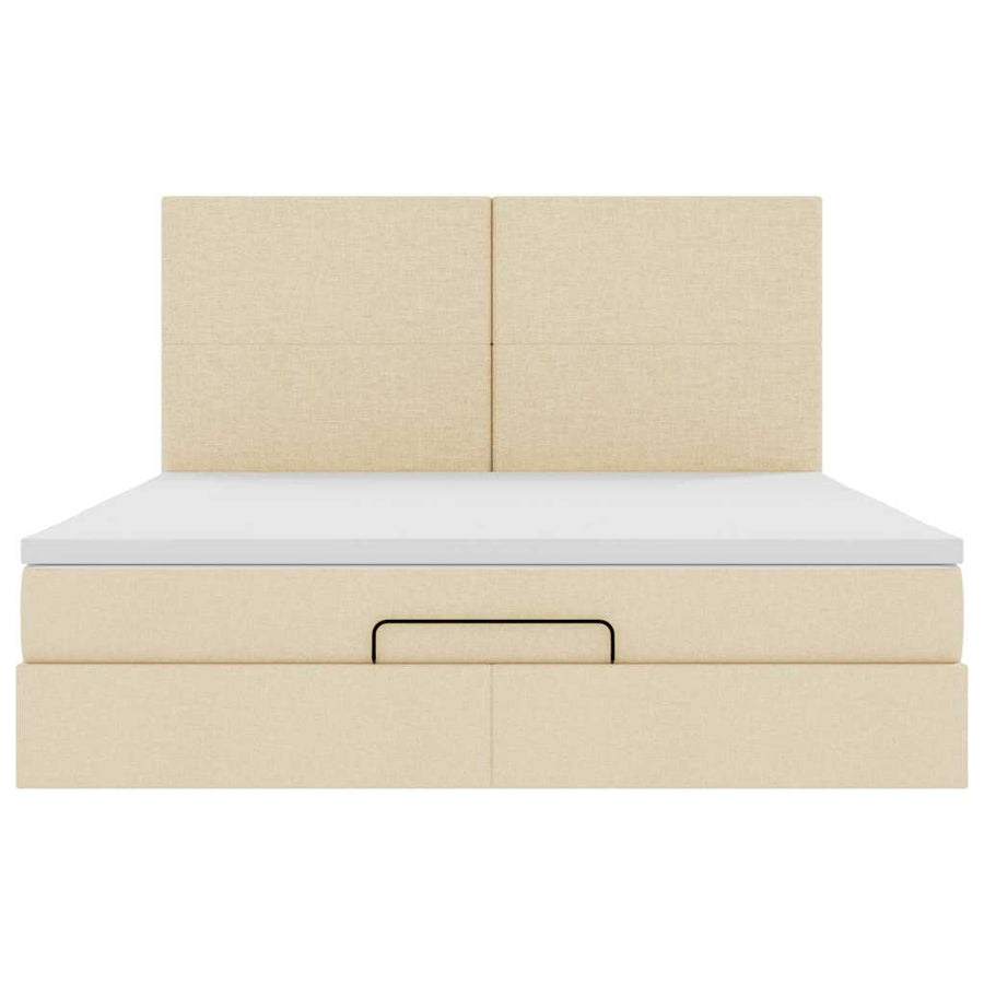 Ottoman bed met matras 160x200cm stof crèmekleurig