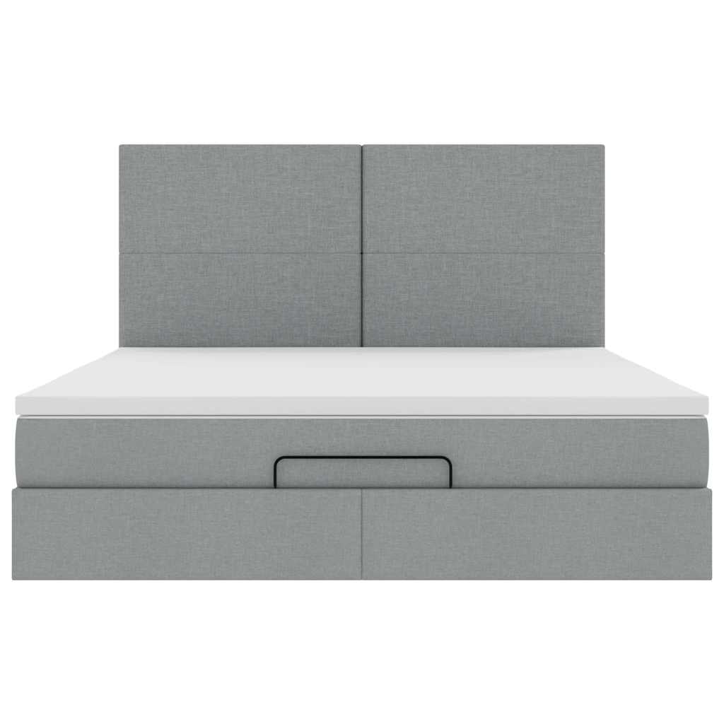 Ottoman bed met matras 180x200cm stof lichtgrijs