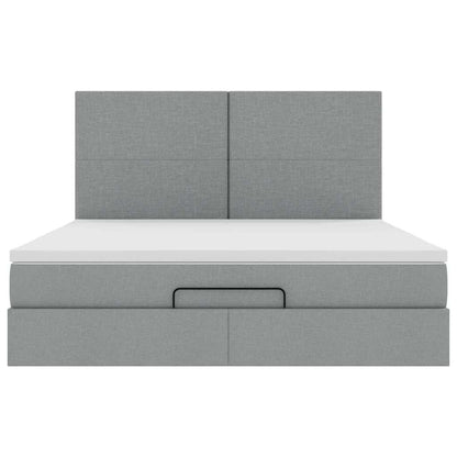 Ottoman bed met matras 180x200cm stof lichtgrijs