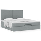 Ottoman bed with mattress 180x200cm fabric light grey