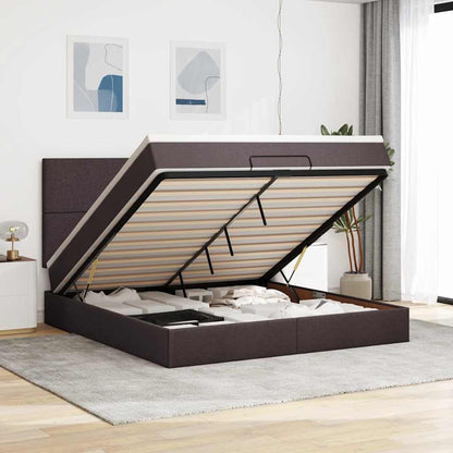 Ottoman Bed Met Matras 180X200Cm Stof 180 x 200 cm Donkerbruin