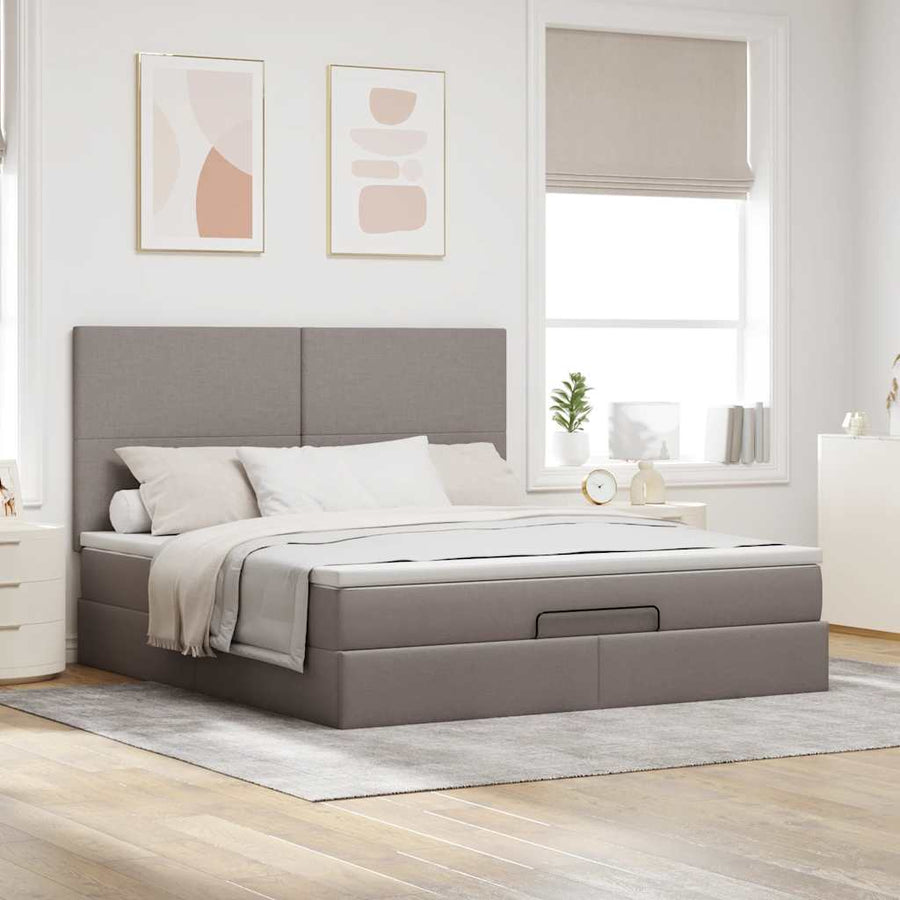 Ottoman bed met matras 180x200cm stof taupe