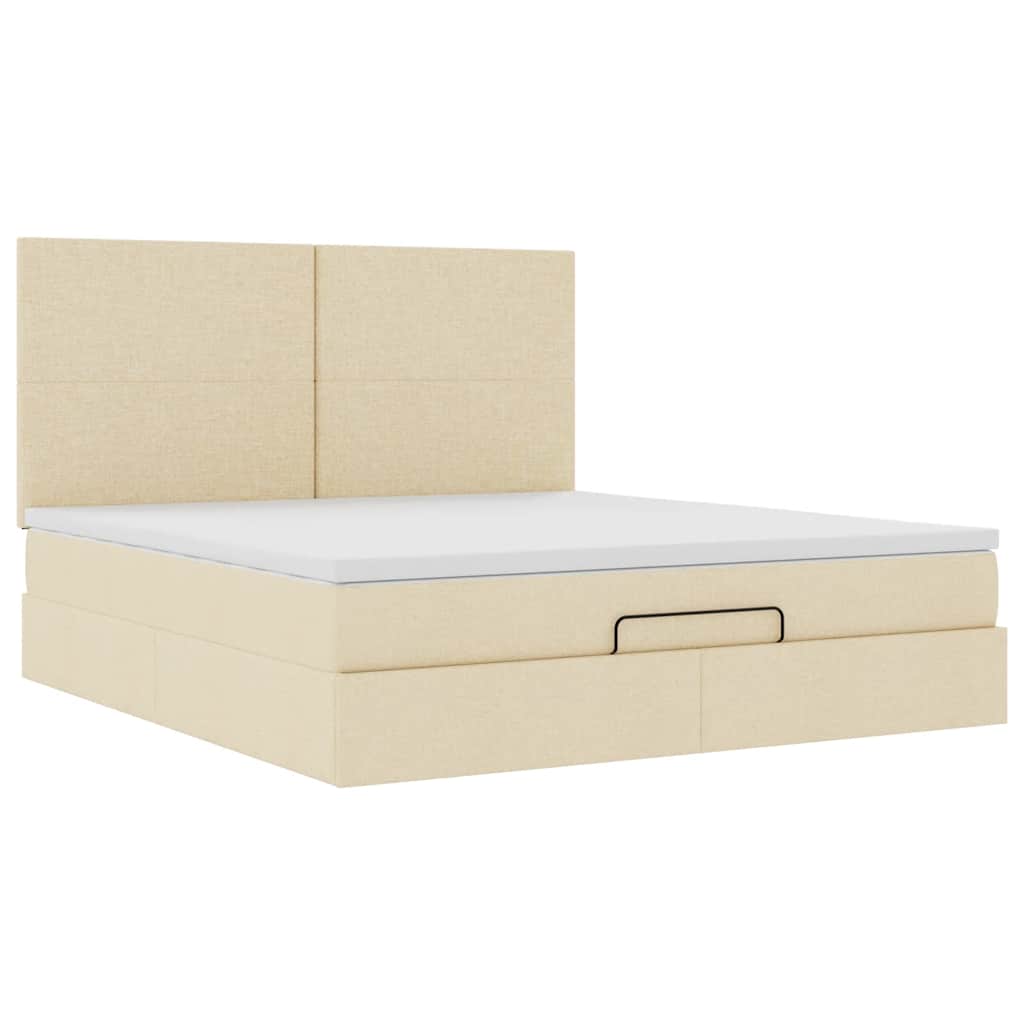Ottoman bed met matras 180x200cm stof crèmekleurig