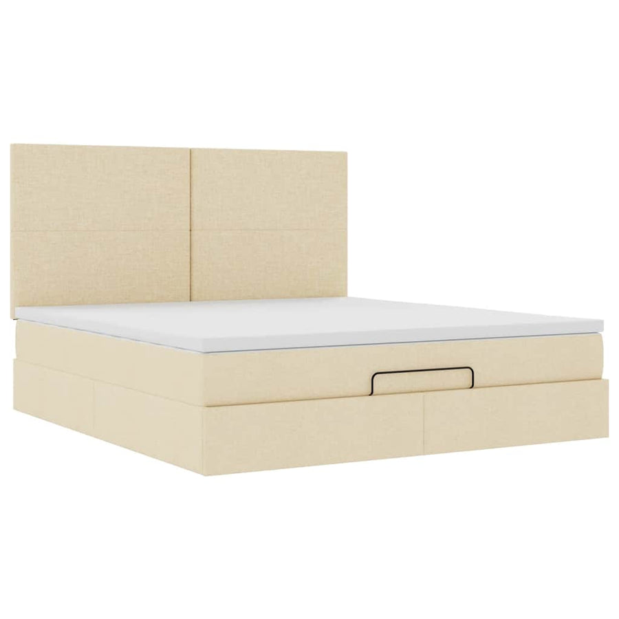 Ottoman bed met matras 180x200cm stof crèmekleurig