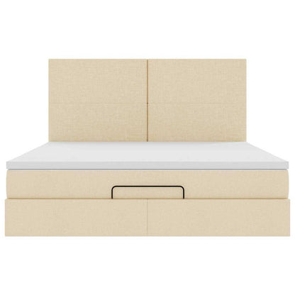 Ottoman bed met matras 180x200cm stof crèmekleurig