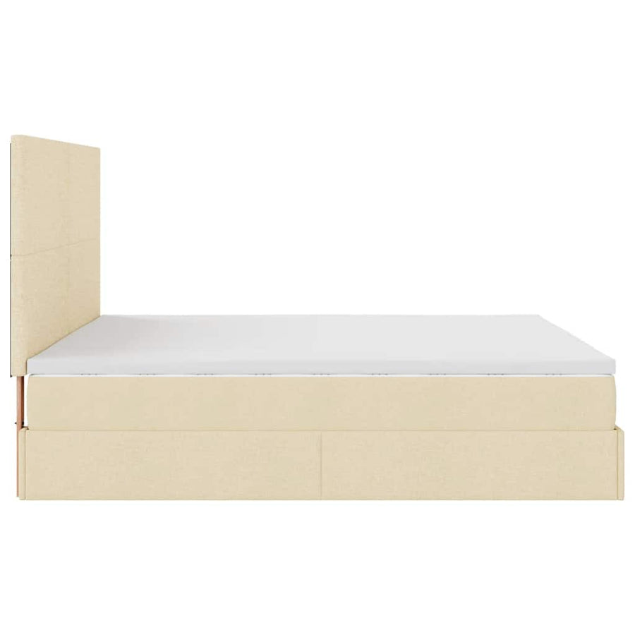 Ottoman bed met matras 180x200cm stof crèmekleurig