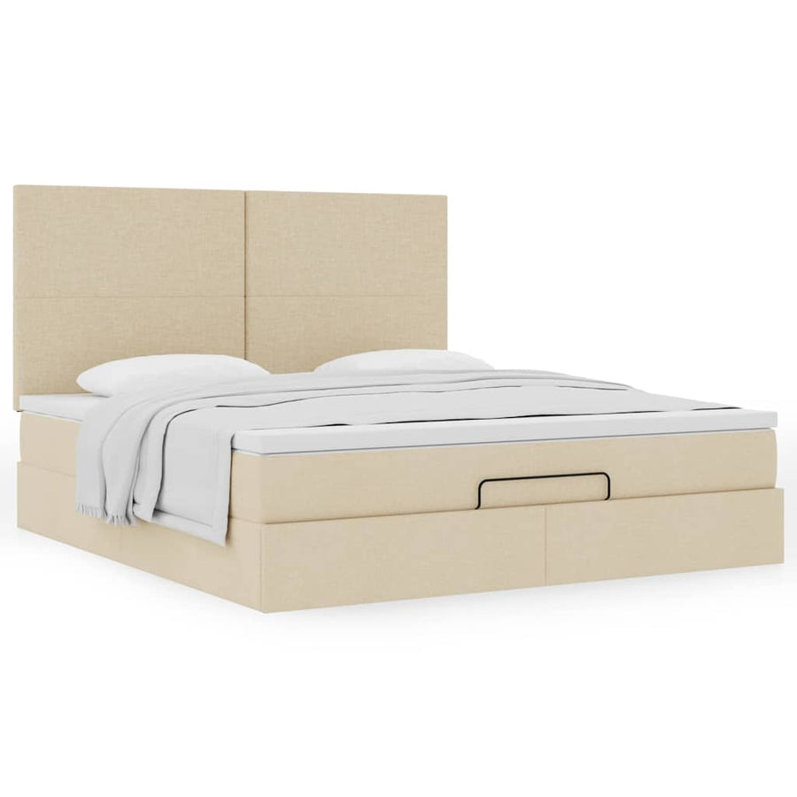 Ottoman bed met matras 180x200cm stof crèmekleurig